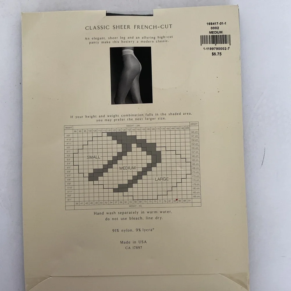 Banana Republic Sheer Black French Cut pantyhose NWT size medium